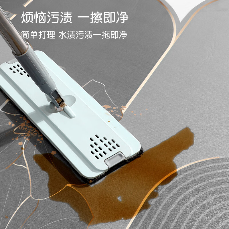 尚美巢品高端地垫入户门垫免洗可擦pvc皮革进门脚垫轻奢玄关门口防滑地毯 齐雾-云溪-蓝色 80*120cm
