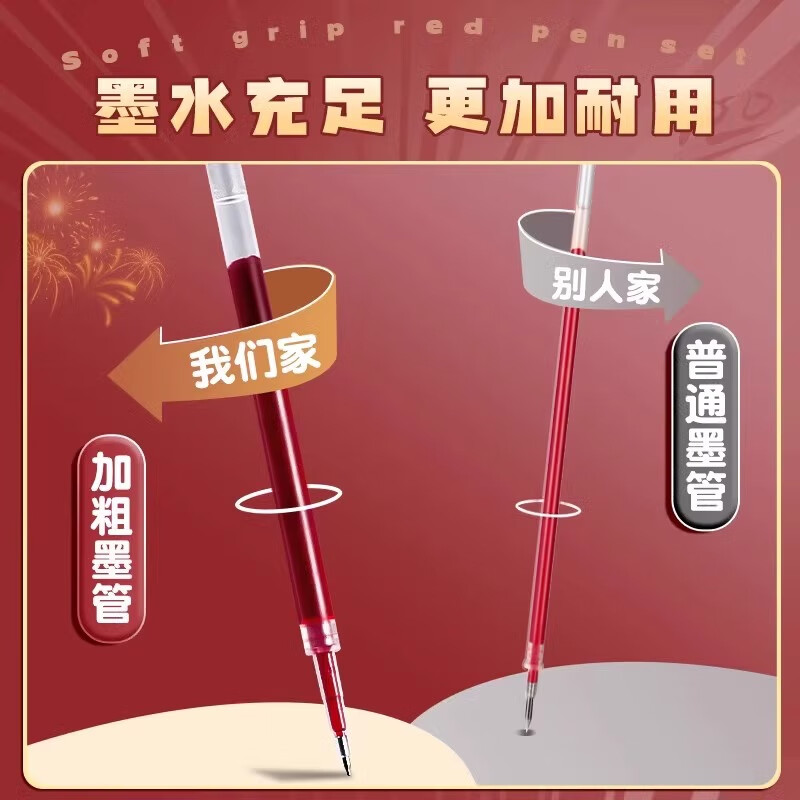 得力(deli)红笔红色中性笔学生老师批改作业专用按动做标记0.5mm按动式签字笔芯圆珠笔st头速干水笔 【性价比款】3支+20支笔芯