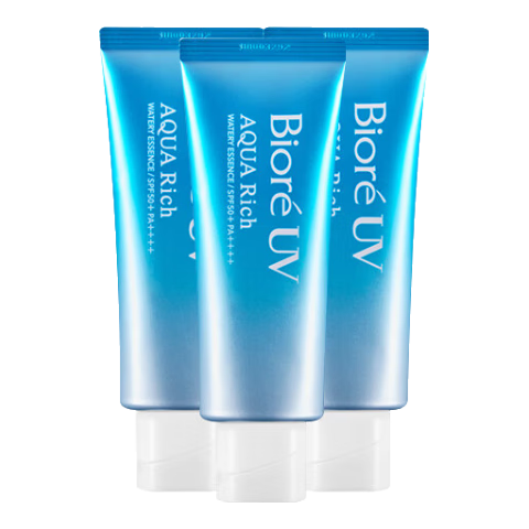 碧柔（Biore）防曬霜男女防曬乳隔離面部身體防水防汗學生清爽保濕不油膩進口 70g 3瓶（室友款） 無