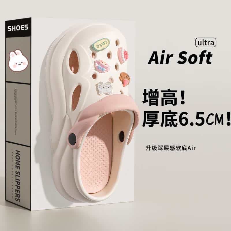 JCZS德国洞洞鞋孕妇专用防滑拖鞋外穿2025新款防臭eva包头踩屎感可爱 白粉【水晶熊10个】防滑抑箘*舒 36 36 -37【适合35-】