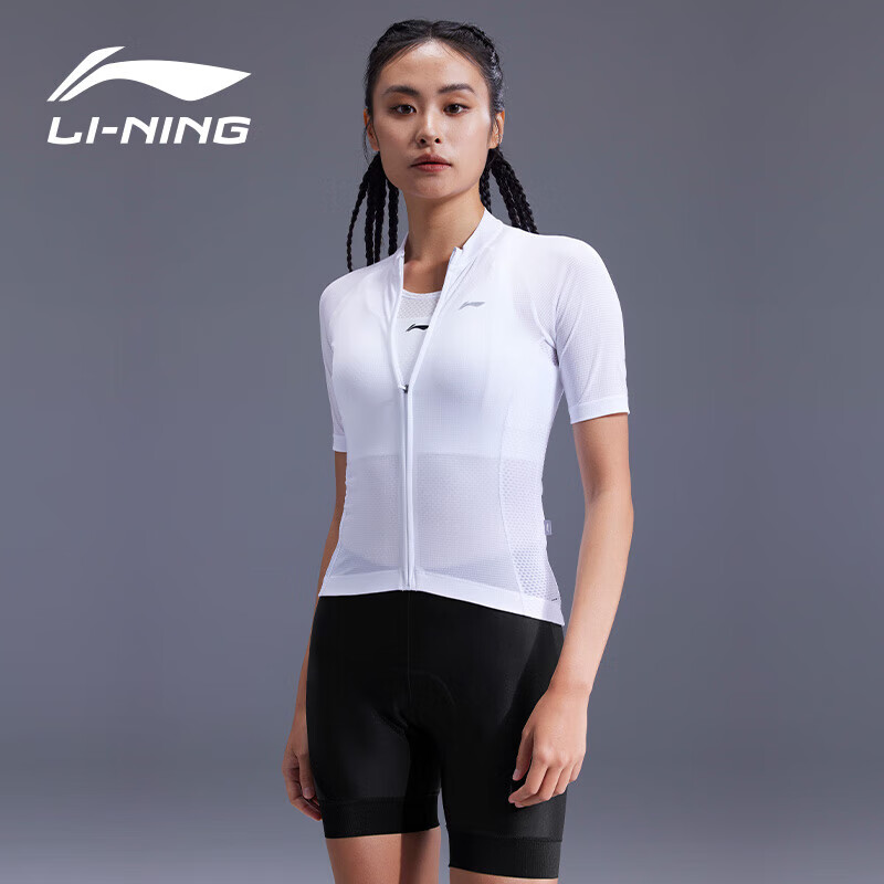 李宁（LI-NING）骑行服短袖上衣女夏季透气速干排汗防晒公路车自行车骑行装备