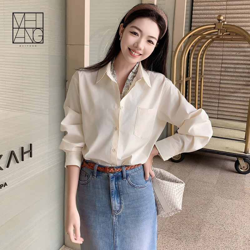 美洋（MEIYANG）冰氧衬衫 防晒UPF50+多巴胺翻领长袖衬衣空调衫 黄色 S