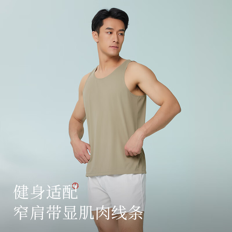 金利来男士背心男无袖T恤夏季网眼透气宽松轻薄健身运动打底汗衫 月白色 XL (175)