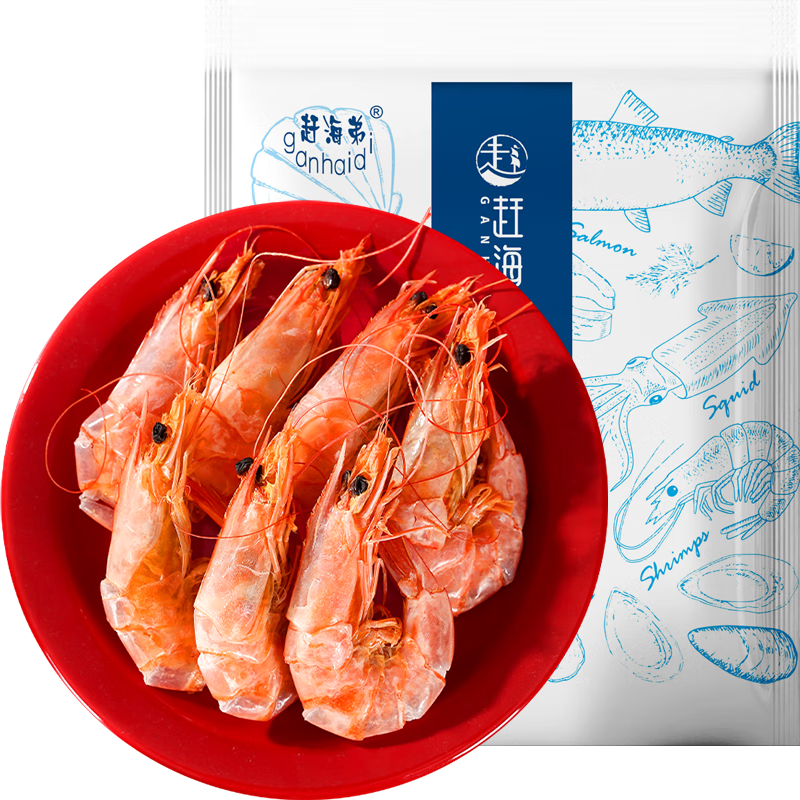 趕海弟【濰坊產(chǎn)地】4XL特大九節(jié)蝦干500g60-80只即食烤蝦 源頭直發(fā)包郵