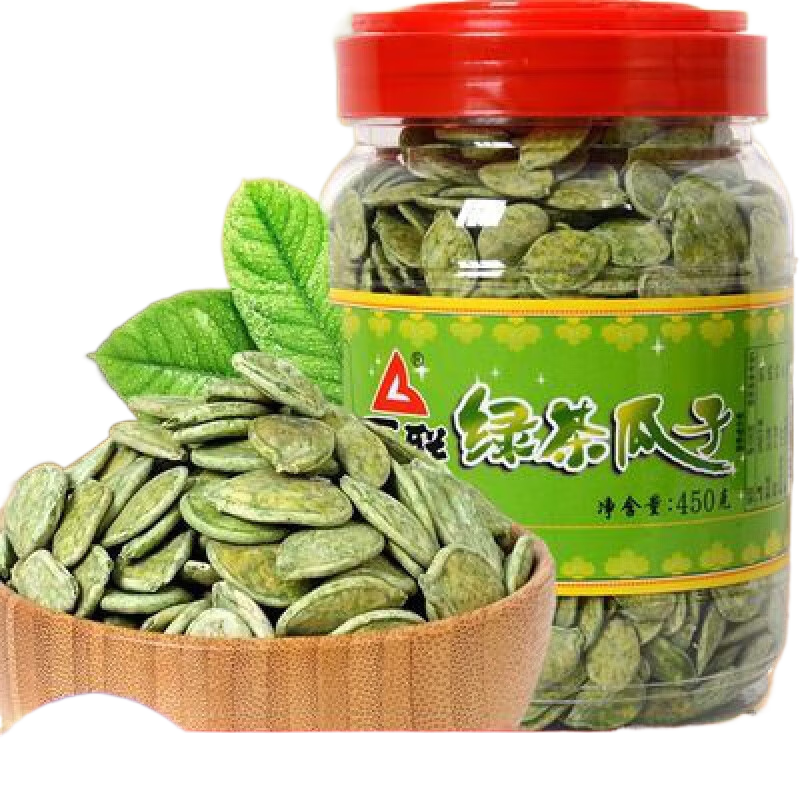 百聯(lián)福建百聯(lián)瓜子百聯(lián)綠茶瓜子南瓜子大顆粒抹茶味白瓜子450克/桶批發(fā)
