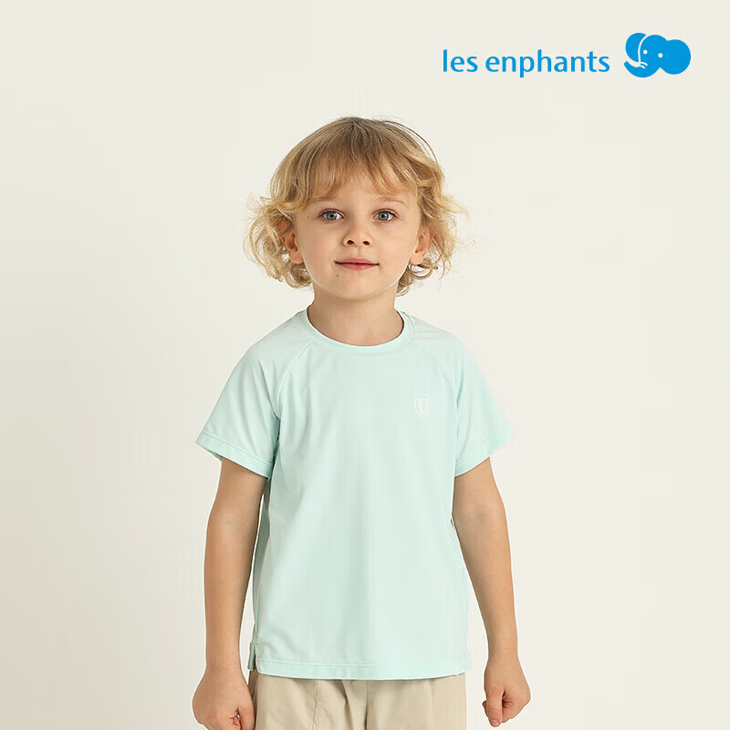 丽婴房（Les enphants）儿童短袖T恤男女童防晒短袖T恤男宝宝上衣 冰氧白 100 cm