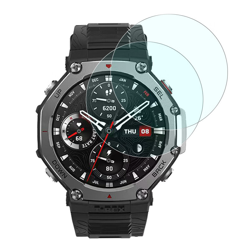 HKEN适用华米TRex3手表钢化膜华米T-Rex3智能手表防刮高清钢化玻璃保护膜T-Rex Pro自消泡高清水凝软膜 高清钢化膜【3片】 华米T-Rex3