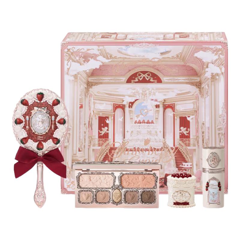 花知晓【圣诞礼物】草莓丘比特系列礼盒唇霜口红腮红液综合盘送女友礼物 枫糖可露丽