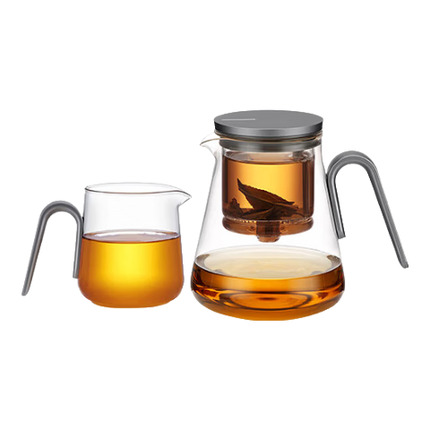 尚明玻璃內(nèi)膽磁旋飄逸杯泡茶壺茶水分離過濾沖茶具套裝家用辦公沏茶壺 【多人下單】槍黑色800ml+公道杯