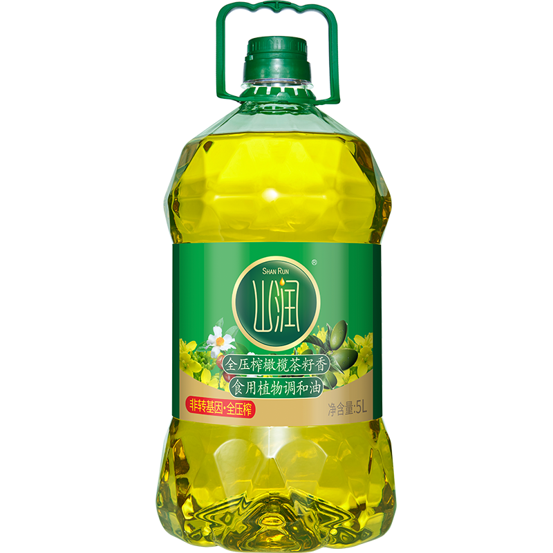 山润全压榨橄榄茶籽香调和油5L/桶装家用食用植物油 添加山茶油橄榄油