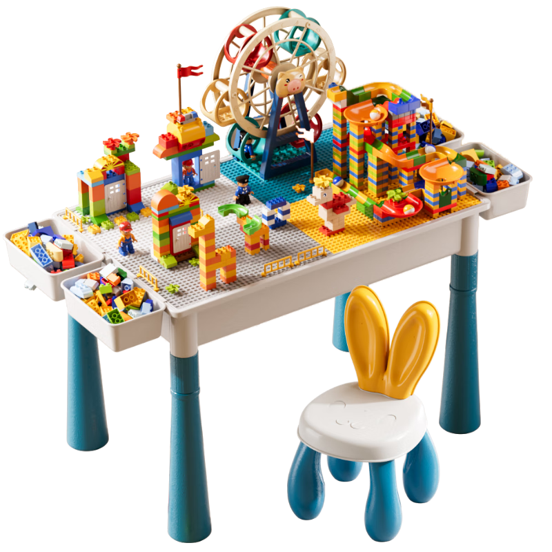 斯纳恩（Snaen）积木桌儿童玩具大颗粒拼装结实多功能大号3-6岁1男女孩圣诞节礼物