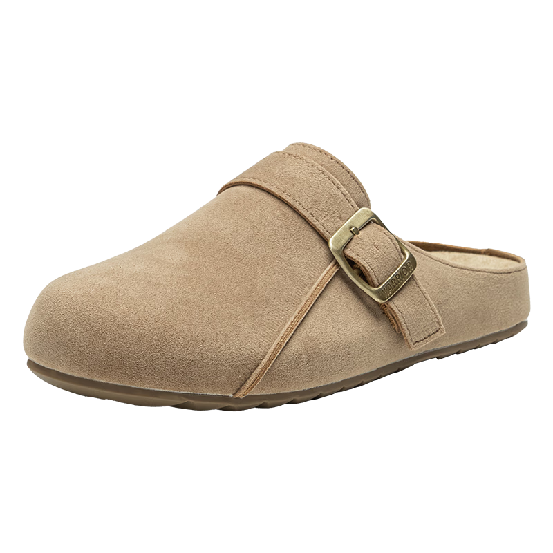 回力半拖勃肯鞋女春夏一腳蹬軟底外穿拖鞋時(shí)尚百搭休閑鞋 淺棕 39