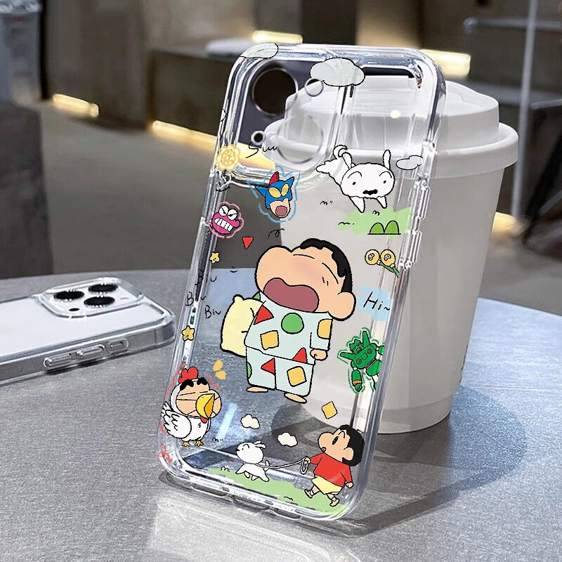 步英遛狗小新适用苹果16promax手机壳iphone15新款mate60透明14红米note13防摔k70小米华为pura70软壳 【睡衣遛狗小新】太空壳 其他型号请备注