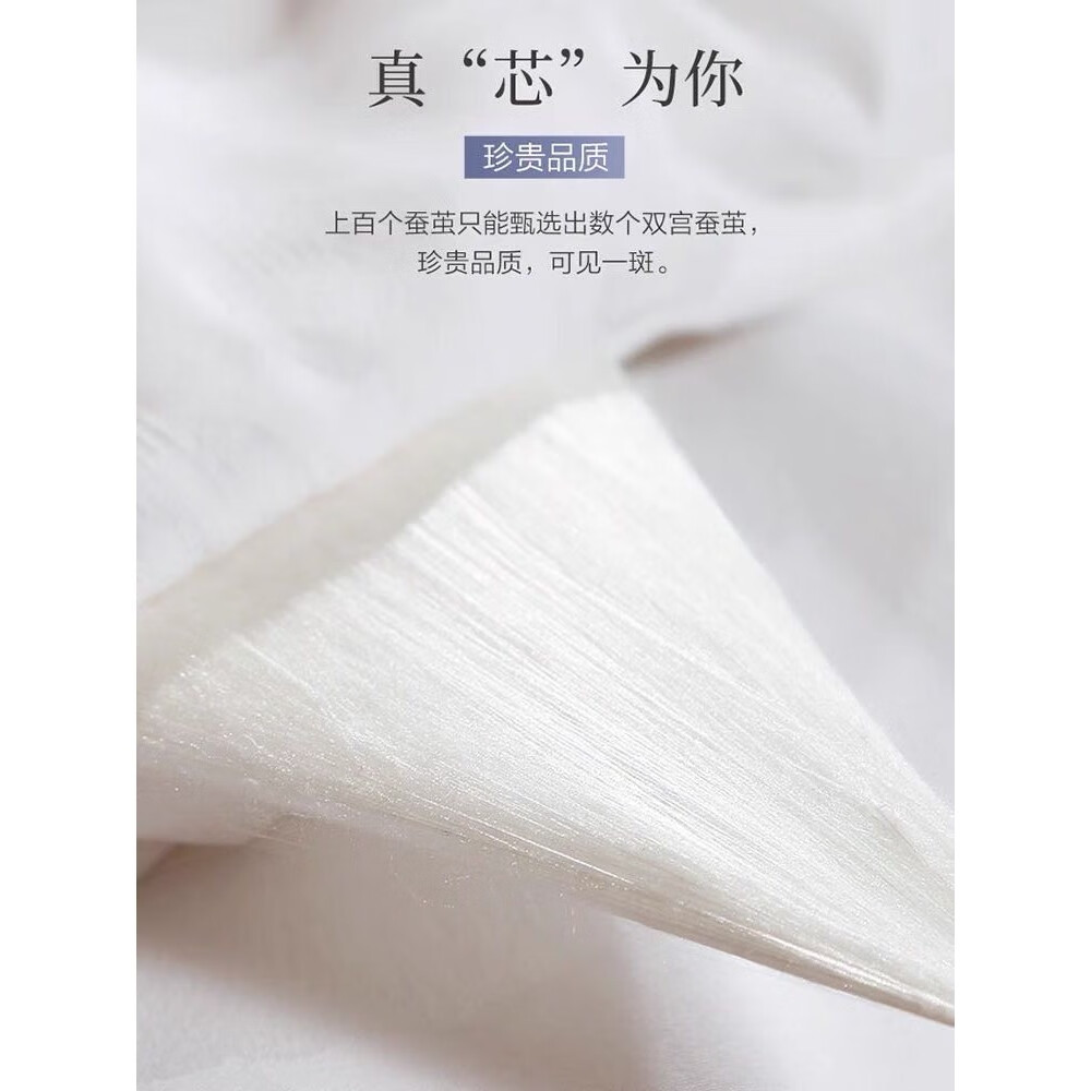 夢(mèng)潔家紡2025新款手工蠶絲被100桑蠶絲被子母被二合一拉鏈款雙人春秋被芯 白色 100桑蠶絲 150x200拉鏈款子母被3斤+6斤
