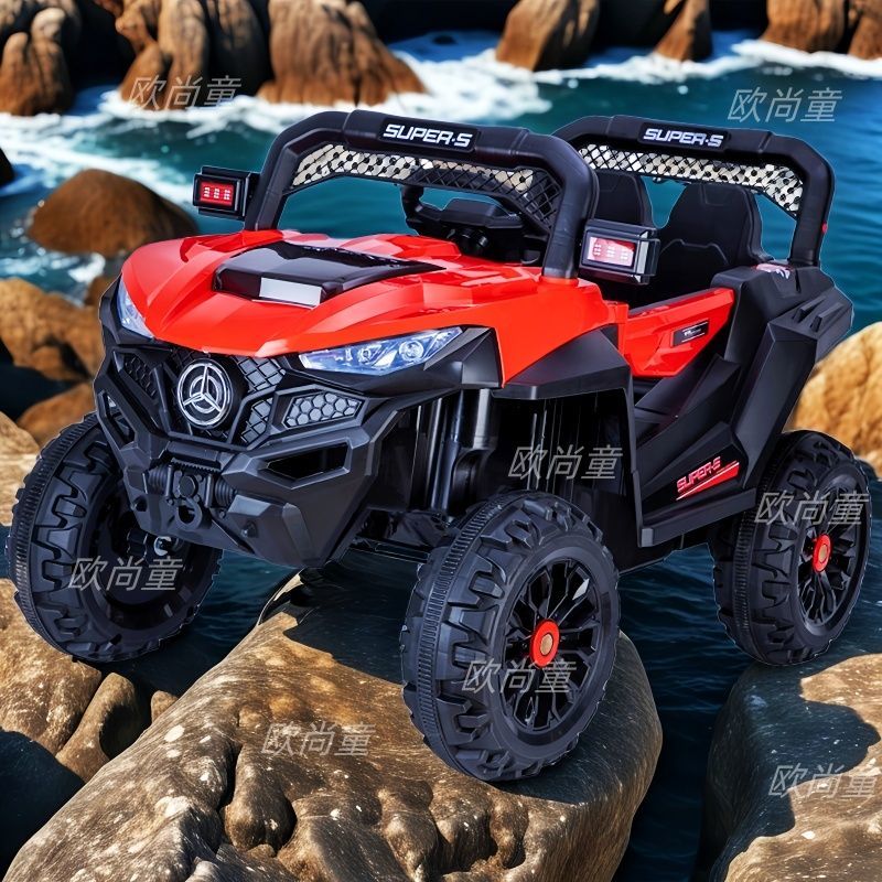 卡宾欧大号儿童电动车四轮越野车小孩汽车遥控宝宝摇摆充电玩具车可坐人 红【单驱】蓝牙音乐+遥控+大电瓶