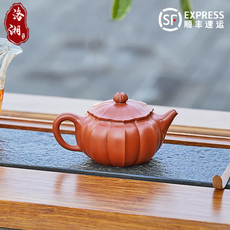 洛湘 国工大师万菊芬高档紫砂壶纯全手工原矿大红袍朱泥泡茶壶收藏级