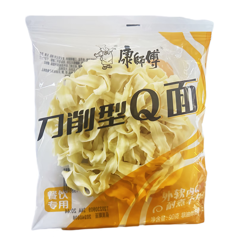 康师傅鲜q刀削面 90g袋装整箱油泼面劲爽拉面劲道拉面波纹宽面条 90g*