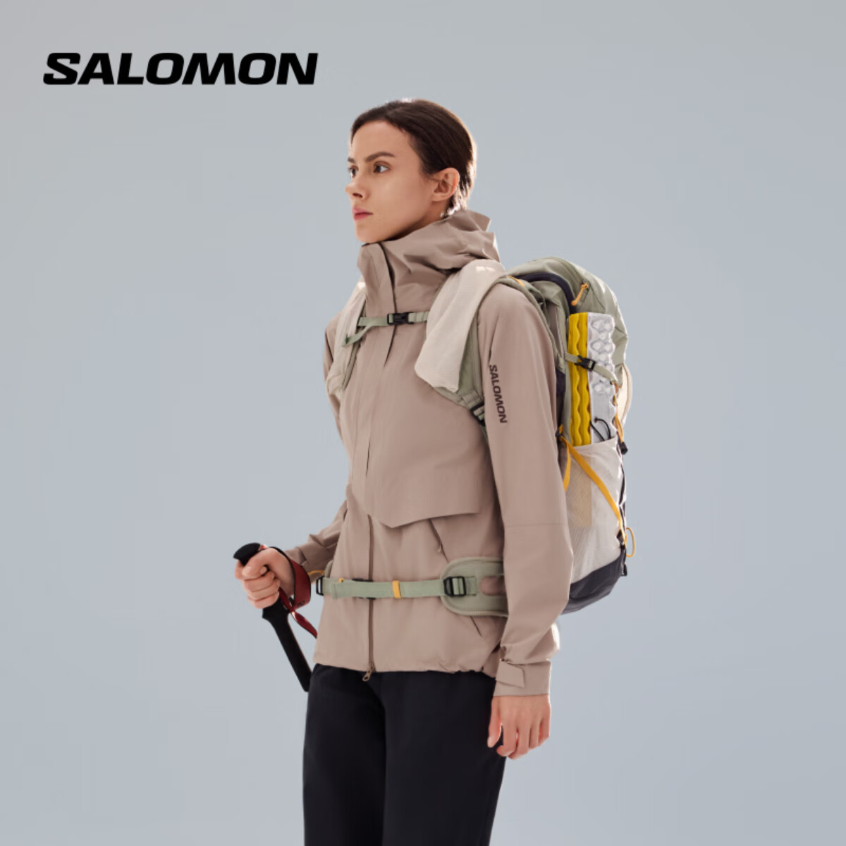 萨洛蒙（Salomon）女款 户外运动徒步旅行防风夹克外套 OUTERPATH PRO 2.5L JKT 空灵棕 C24688 L