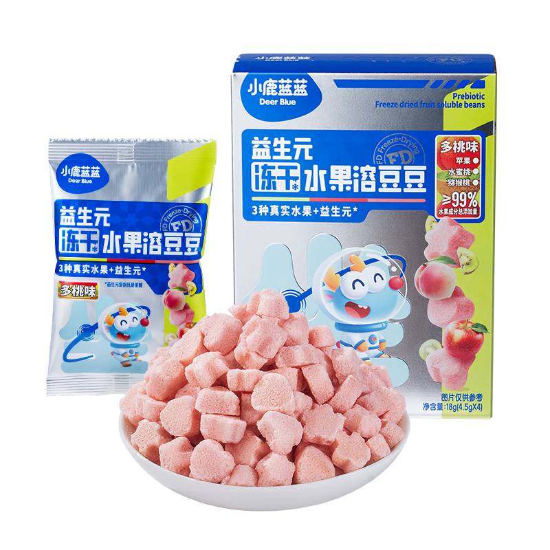 小鹿藍藍新版益生元凍干水果溶豆豆多桃味 兒童零食溶溶豆易吞咽18g
