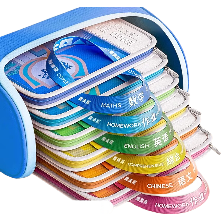 名遇L型学科科目袋拉链式文件袋大开口手提拎书袋考试专用初高中小学生三层分隔作业试卷收纳袋开学必备 综合