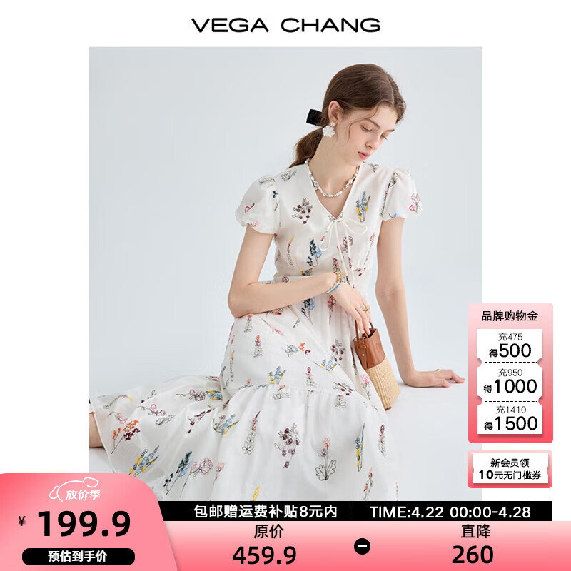 VEGA CHANG����ȹŮ2025���ļ��¿��黨����������������Ůֲ��ϵ���ȹ�� �׵��廨������ȹ�� M