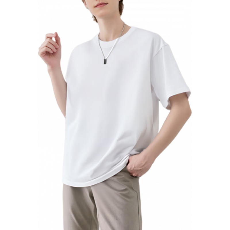 红豆短袖男2025夏季新款男士t恤纯棉圆领打底衫上衣情侣夏装 白色 XL