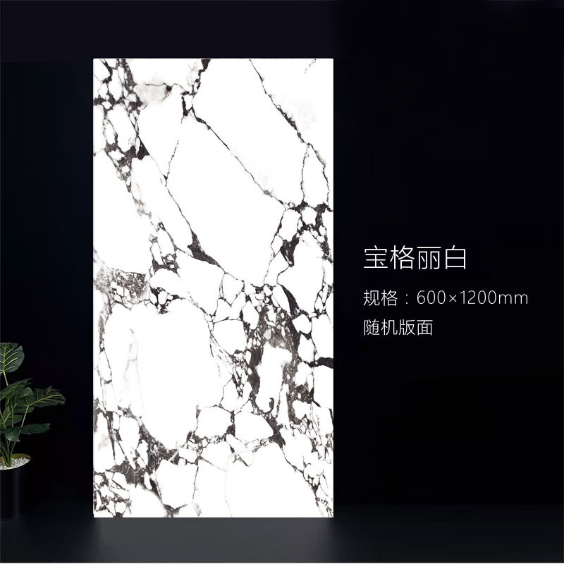 溥畔黑柔光瓷磚地板磚花磚6001200拼花大理石墻面地面衛(wèi)生間 寶格麗白 6001200毫米