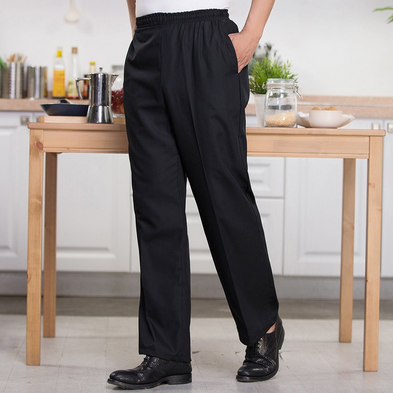 好志程厨师裤子后厨餐厅服务员工作裤酒店制服裤厨房松紧黑色厨师工作