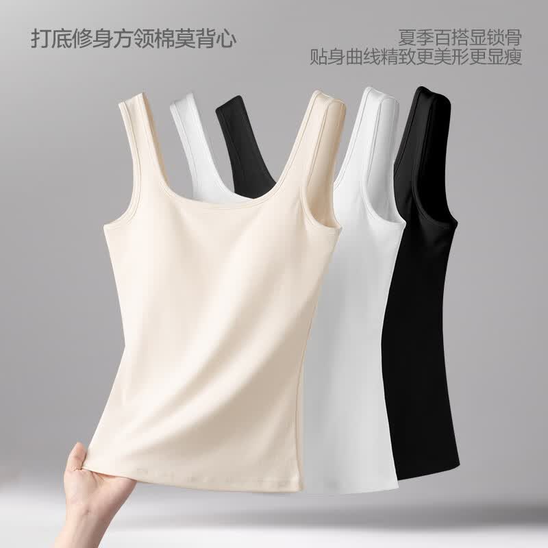 必行莫代尔棉带胸垫吊带背心免穿文胸一体式内外穿打底上衣内衣女夏季 白色-背心款-013 L （适合95-110斤）