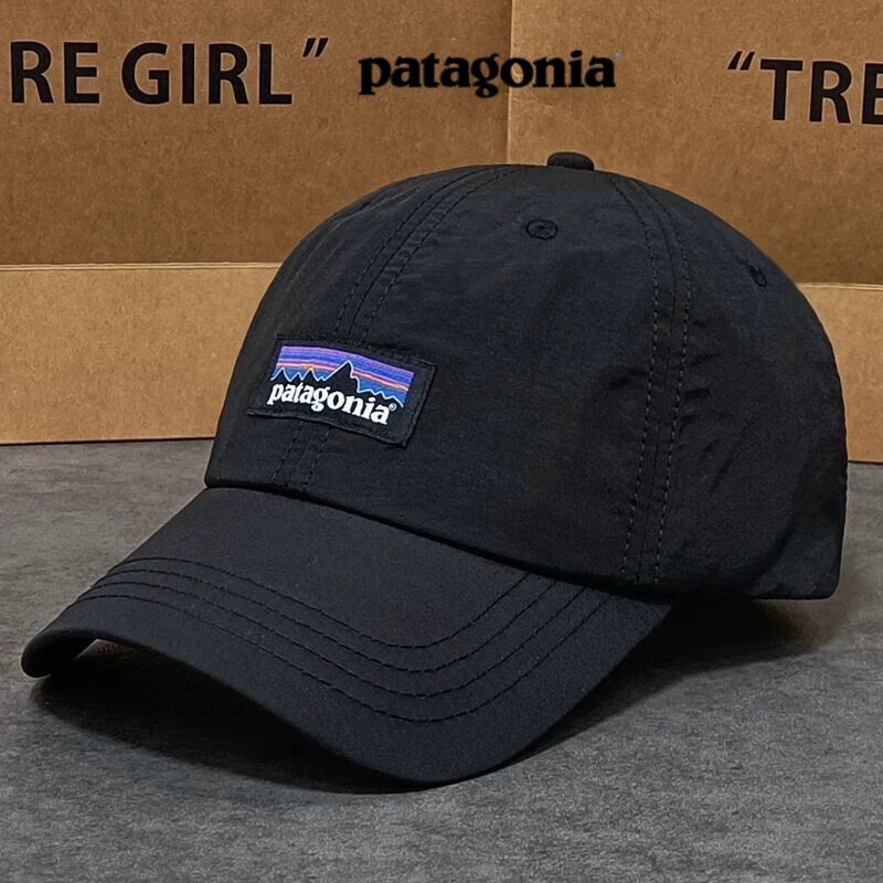PATA巴塔山峰帽子女显脸小鸭舌帽男士运动速干棒球帽户外防晒遮阳 巴塔哥尼亚-黑色 速干 M 可调节(54-60c)