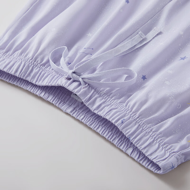 三枪女士夏季睡裤纯棉休闲时尚印花蕾薄款透气高腰居家外出短裤家居裤 雾紫月亮 3XL (180/105)