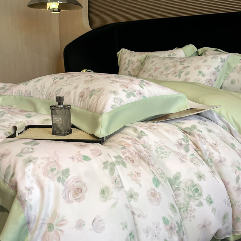 Erwin Rommel纯天然木60支进口莱赛尔四件套 天然植物木浆纤维床上套件 念池-绿-cy 床单款 1.5米床(被套200*230cm