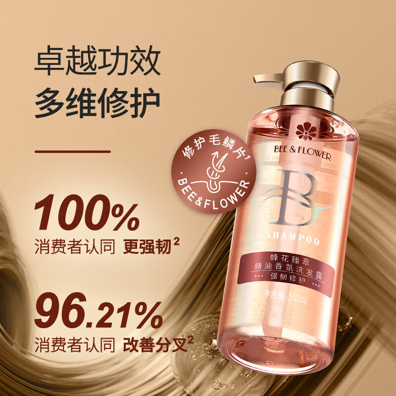 蜂花洗发水臻萃精油香氛洗发露强韧修护去屑止痒控油蓬松头皮护理专研 精油洗发露强韧修护 500ml*2瓶