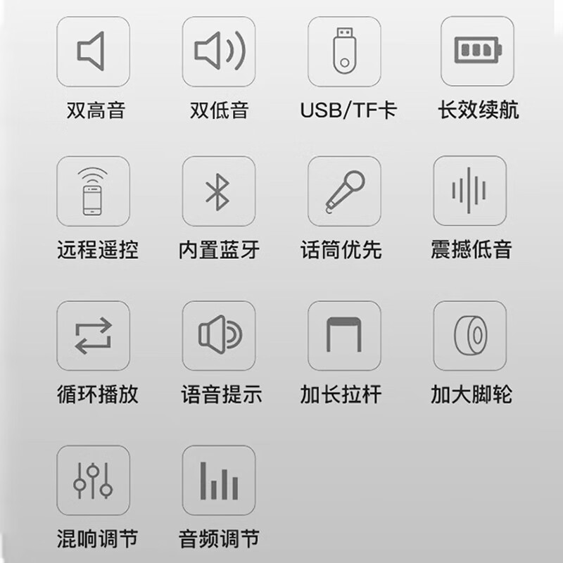 雅奇仕广场舞重低音无线蓝牙音箱音响户外话筒K歌家用大音量超重低音炮可插卡 标准无咪【8吋低音+双3吋高音】