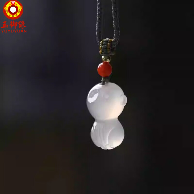 玉御缘原创高冰玛瑙生肖猴吊坠立体玉坠民族风十二生肖挂件属龙三合礼物