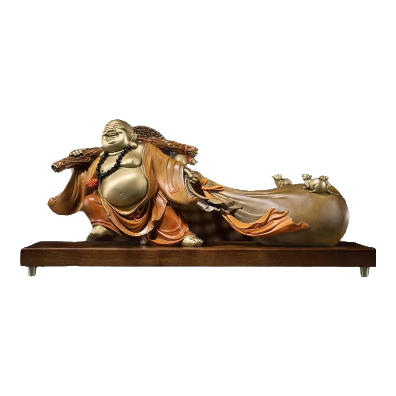 銅師傅 《財富彌勒》客廳 桌面 佛像銅擺件 家居裝飾工藝品 財富彌勒