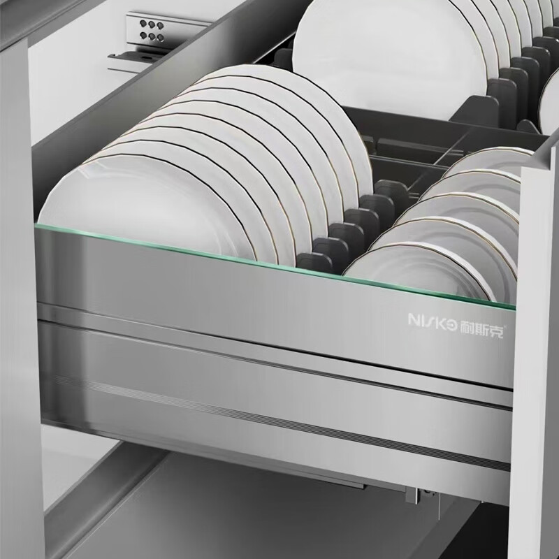 耐斯克魔晶极薄铝碗碟篮厨房橱柜拉篮双层置物架抽屉式收纳拉篮 900柜体（碗篮+平篮）