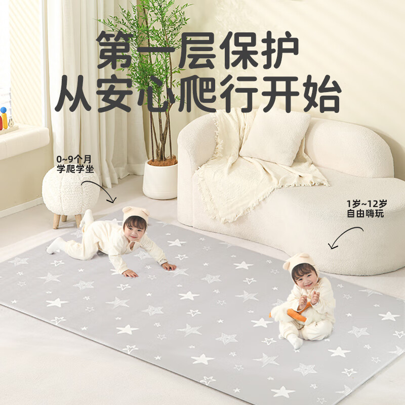 林點(diǎn)爬爬墊 PVC爬行墊嬰兒爬爬墊寶寶學(xué)步兒童環(huán)保地墊瑕疵款保價(jià)618 圖案隨機(jī) 1900*1300*15