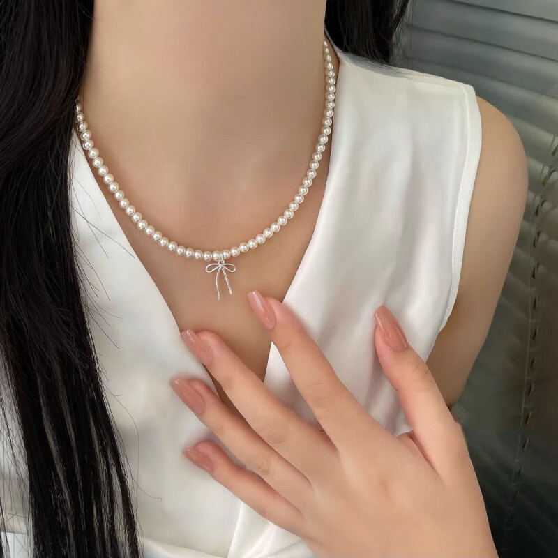 珍珠项链女小众轻奢设计感时尚气质锁骨链颈链毛衣链珠链 MY33660