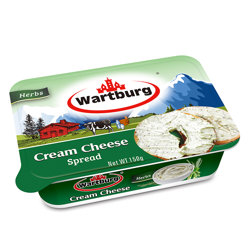 沃特堡（wartburg）奥地利进口 涂抹奶油奶酪 原味+蒜香150g*2两盒装 冷藏 原制奶酪
