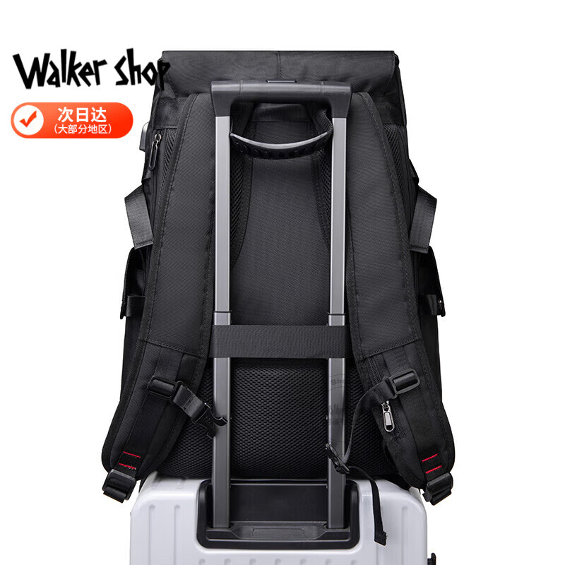 Walker Shop品牌电脑包男士双肩包男大容量可扩展旅行户外登山书包17寸背包男 黑色【80L】 【可扩展/独立鞋仓】