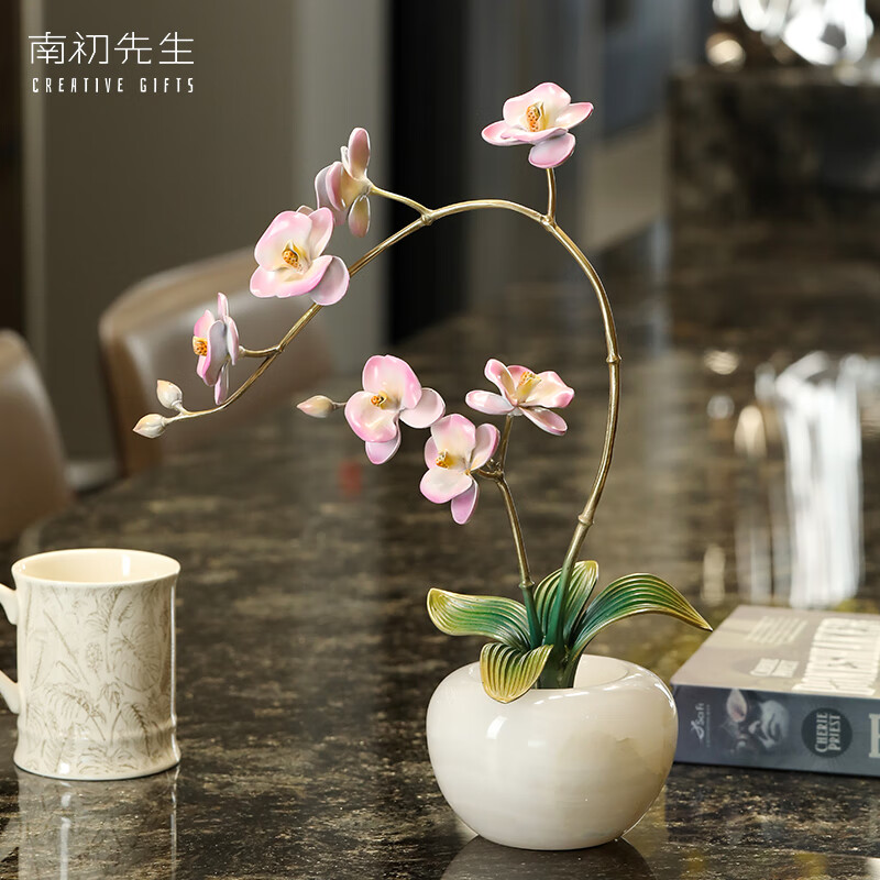 南初先生兰花铜摆件高档工艺品客厅玄关卧室办公室摆件乔迁之喜搬家礼物