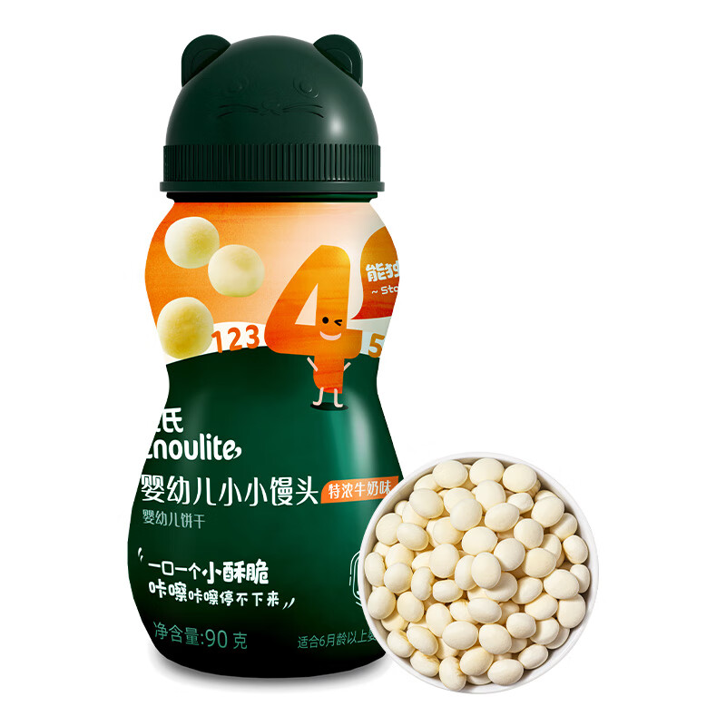 英氏（Engnice）兒童零食 特濃牛奶味 兒童餅干營養(yǎng)奶豆小小饅頭90g