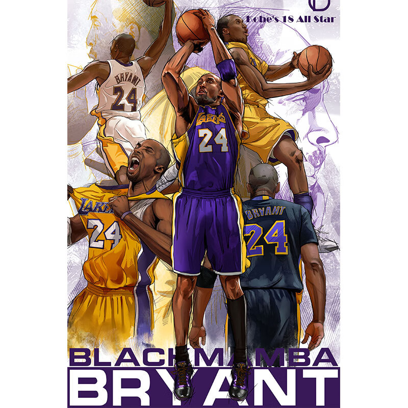 billy rice篮球科比拼图带相框1000片木质成人拼装墙画桌面摆件 科比