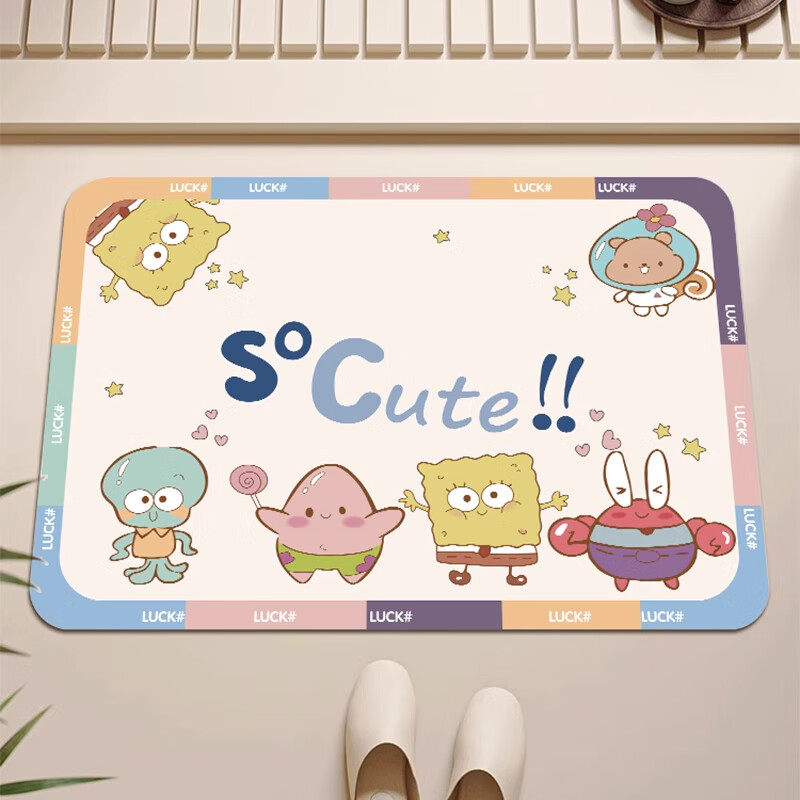 季象浴室地垫吸水垫卫浴卫生间厕所门口脚垫防滑垫子家用厨房入户门垫 GZN-Y海绵宝宝01 40x60 cm