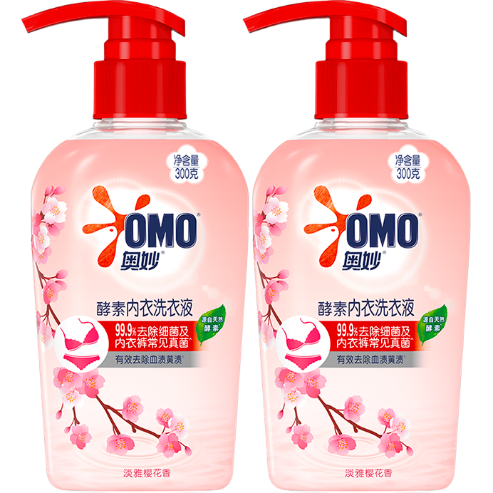 奥妙（OMO）内衣洗衣液内裤清洗液樱花300g*2 去血渍杀菌抑菌除螨