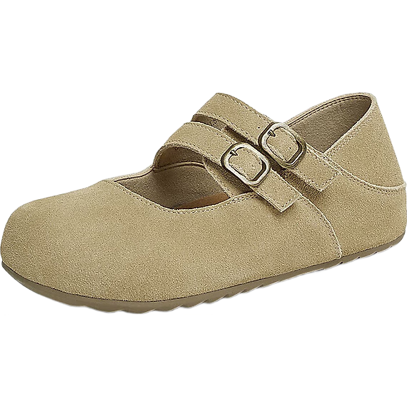 他她（TATA）復(fù)古百搭勃肯鞋女鞋休閑棕色平底單鞋CGC02AQ5杏色 35