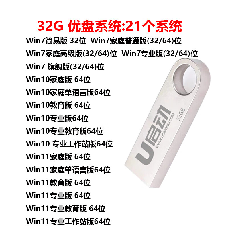 原版纯净版系统U盘启动盘重装电脑Win10系统优盘win7组装机笔记本台式用无广告无捆绑系统 银色16【WIN7+10】