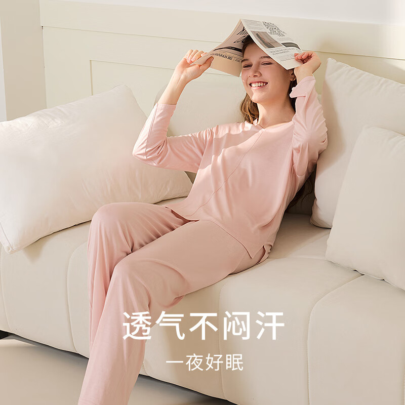金三塔真丝睡衣女100%桑蚕丝【深睡眠】亲肤柔软透气居家服礼物 桃盈粉 上衣 L