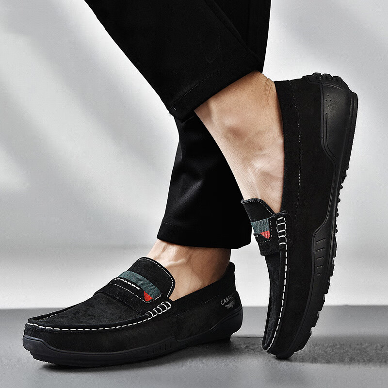 卡帝乐鳄鱼皮鞋男鞋男士商务休闲鞋真皮系带中老年爸爸职场西装通勤正装鞋 5115黑色 43